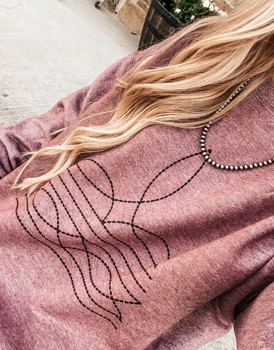 Bootstitch Heathered Maroon Crewneck