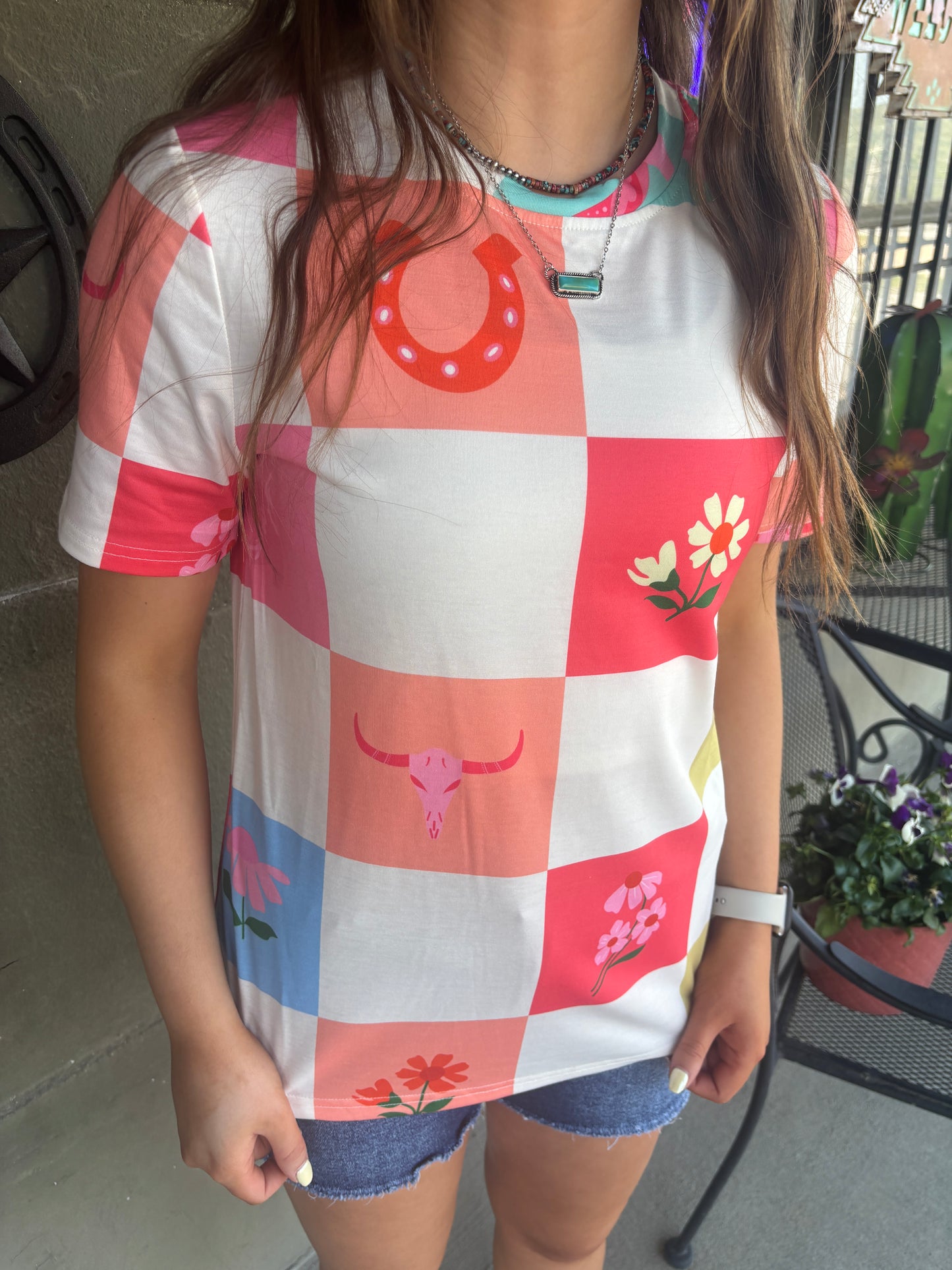 Checkered Cowgirl Tee