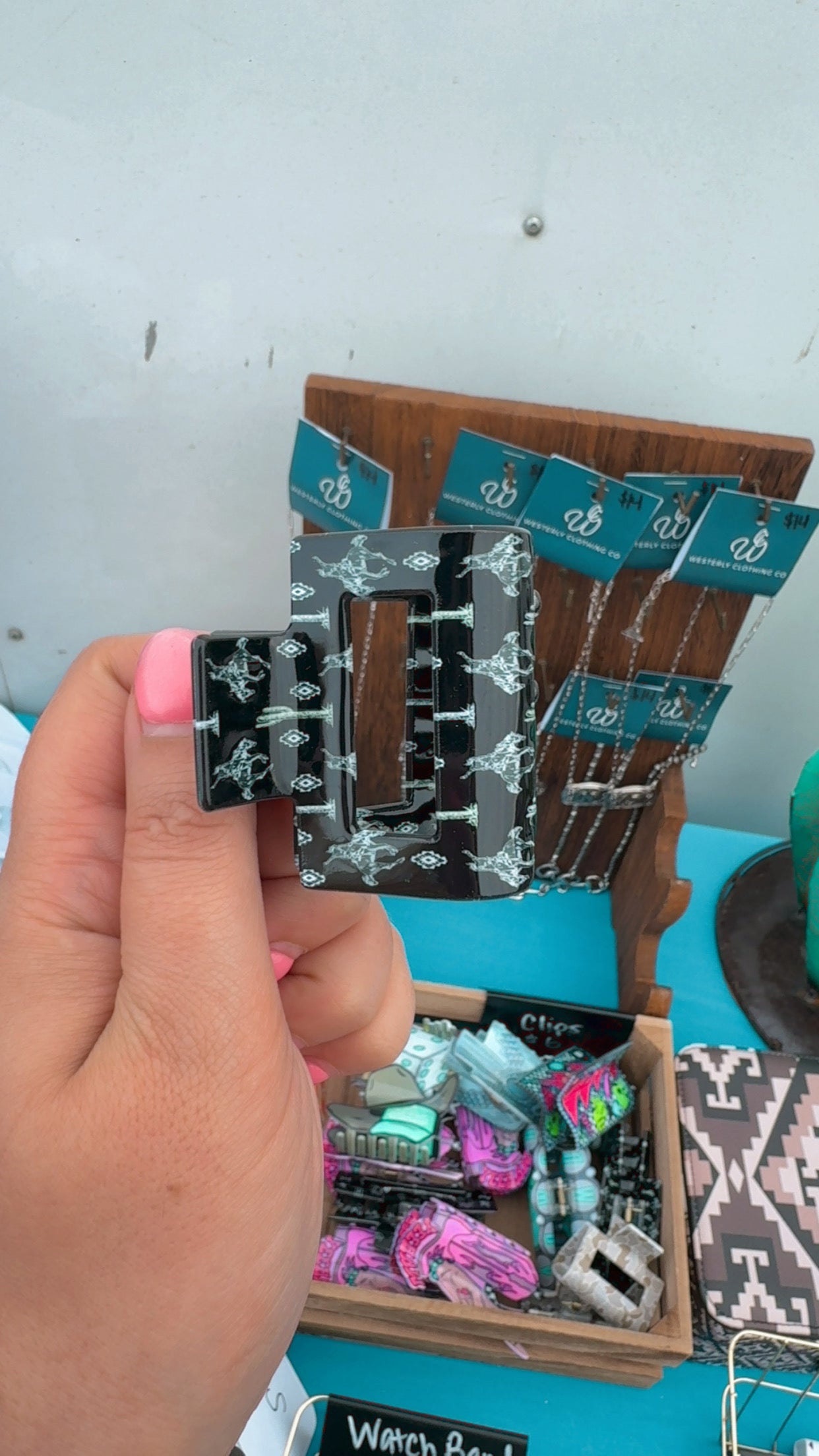 Black Western Scene Mini Hair Clip