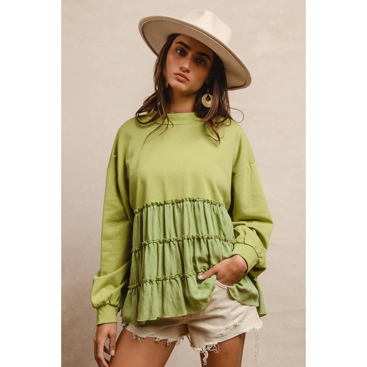 Ruffled Mock Neck Top