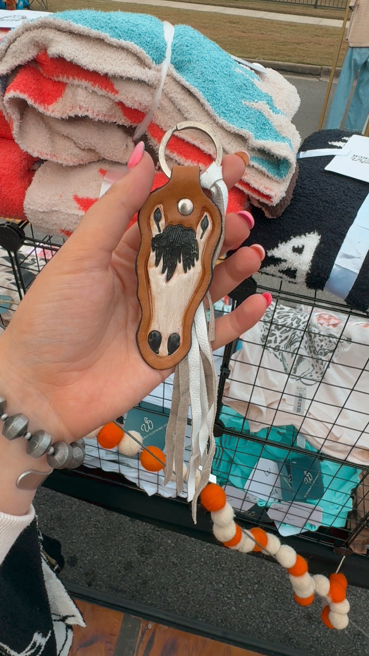 Leather Horse Keychain