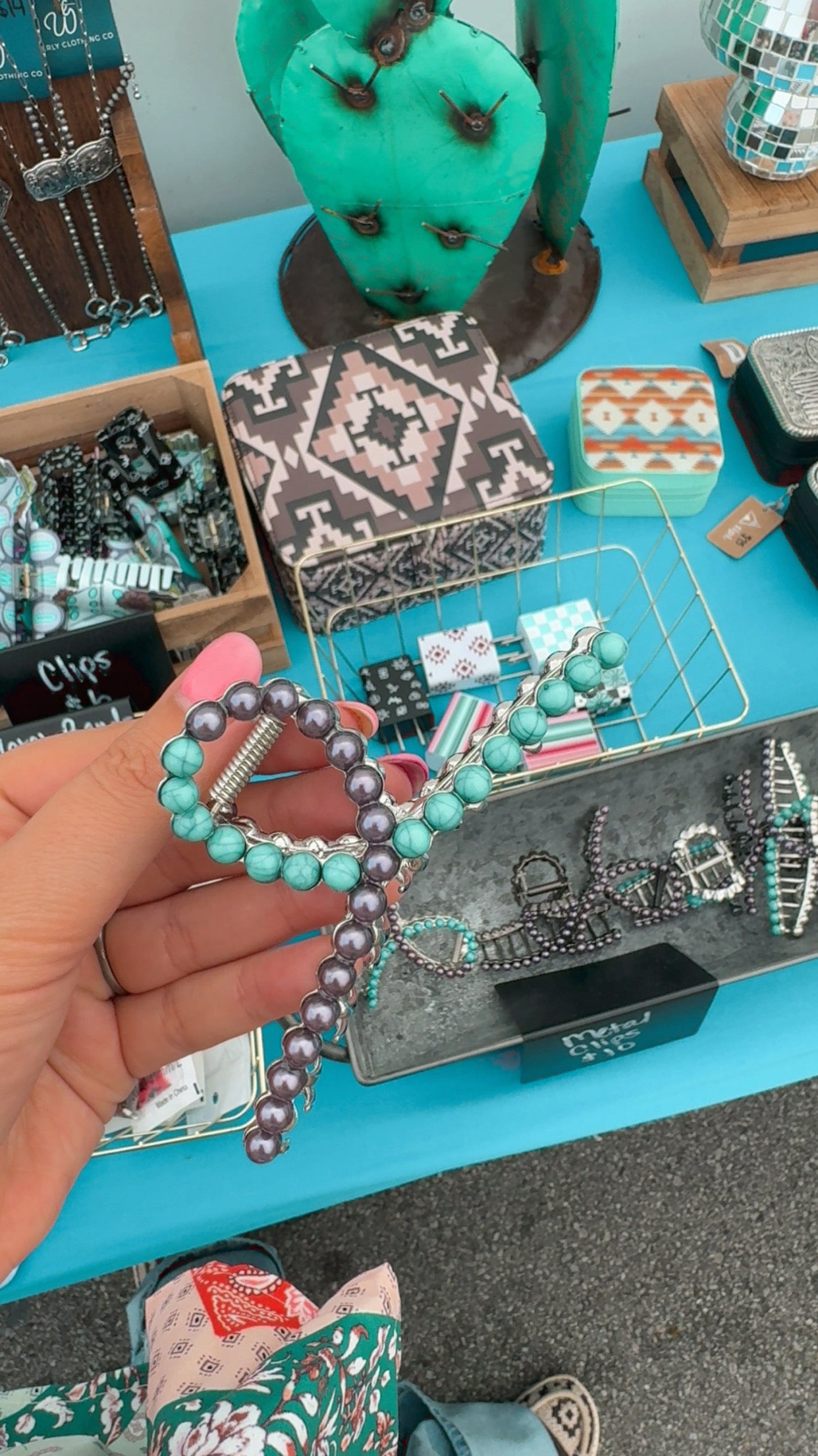 Split Turquoise Metal Hair Clip