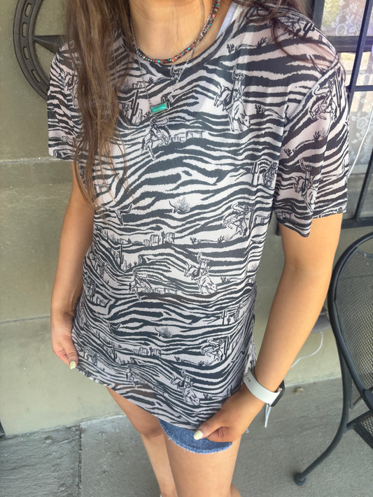 Mesh Zebra Wild Ranch Top