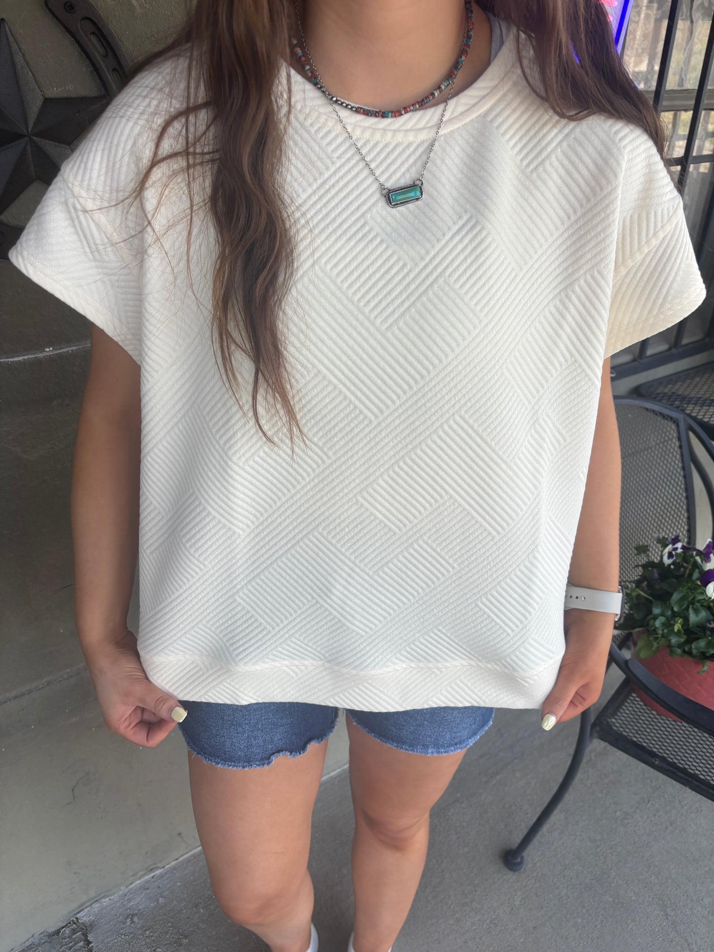 Cream Textured Top