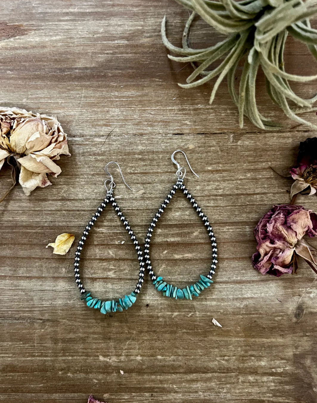 3mm Sterling Pearl Earrings with Turquoise Chip