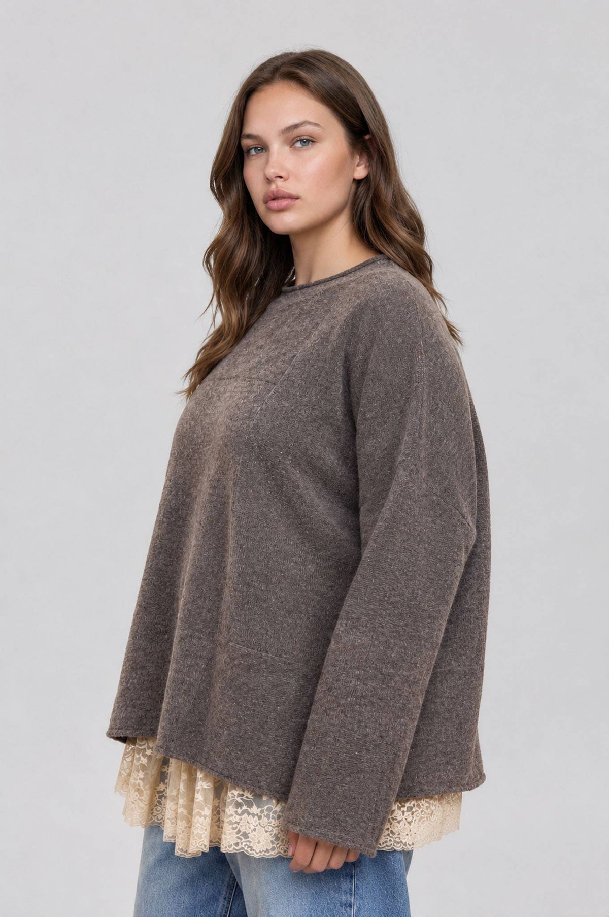 Heathered Sweater Top Plus