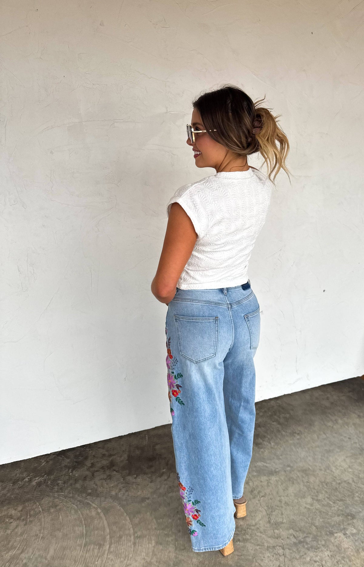 Floral Print Jeans