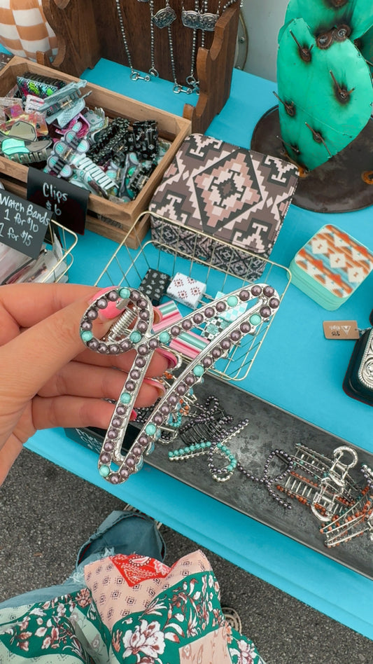 Mixed Turquoise Metal Hair Clip