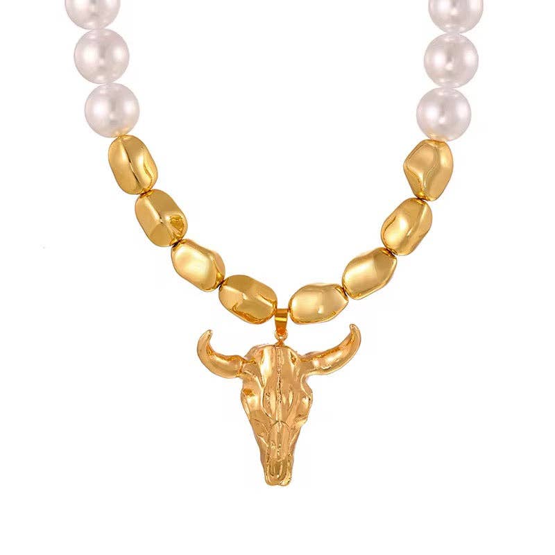 Pearl Beaded Longhorn Pendant