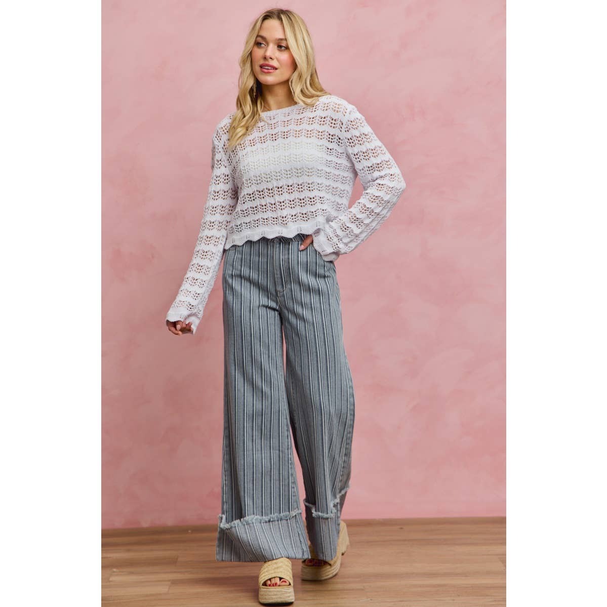 Mid Rise Stripe Jeans