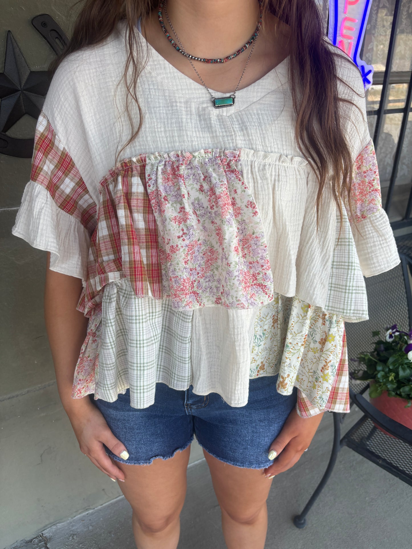 Patches and Ruffles Top