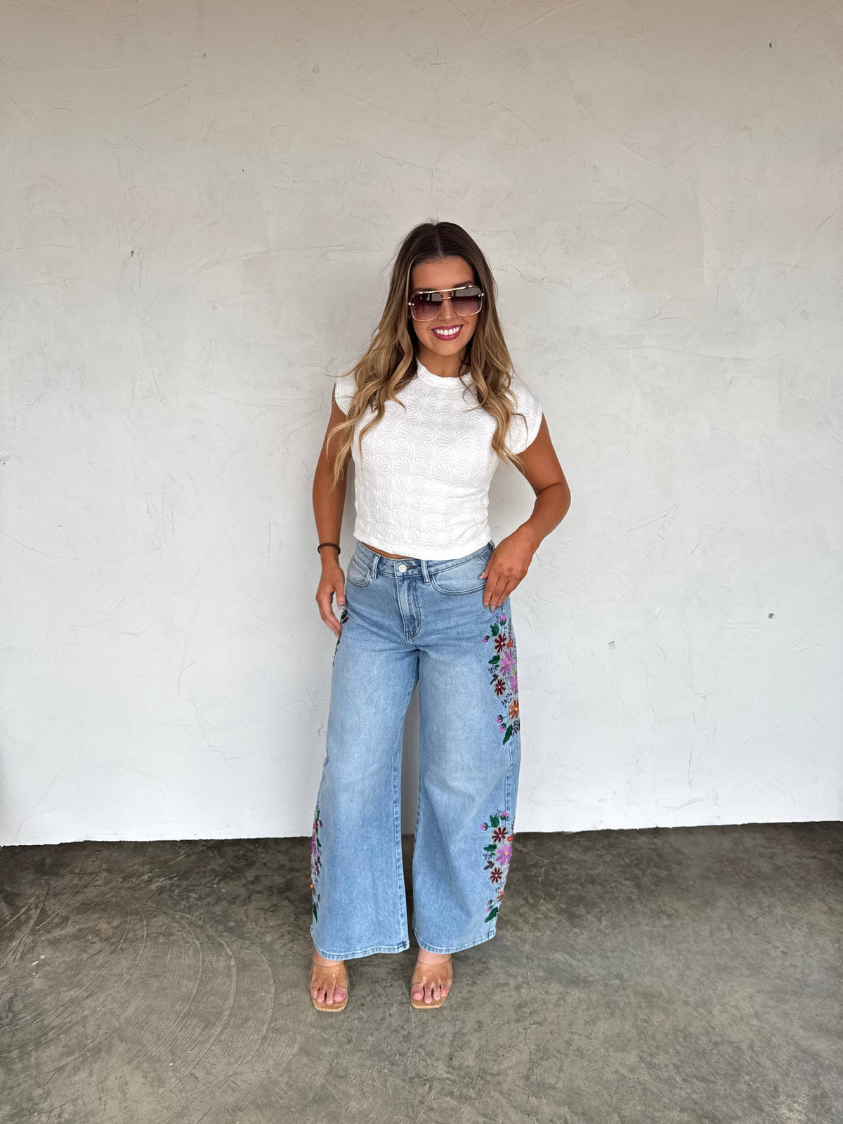 Floral Print Jeans