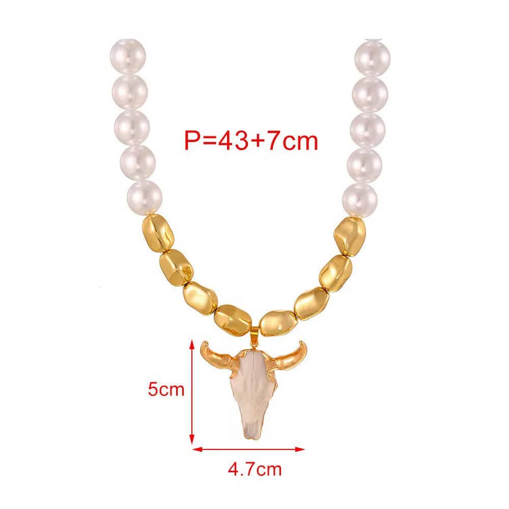 Pearl Beaded Longhorn Pendant