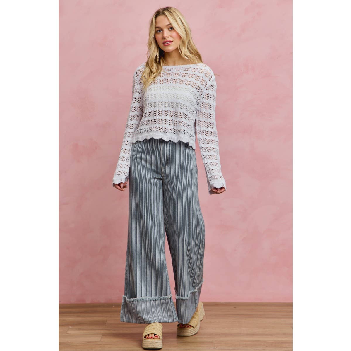 Mid Rise Stripe Jeans