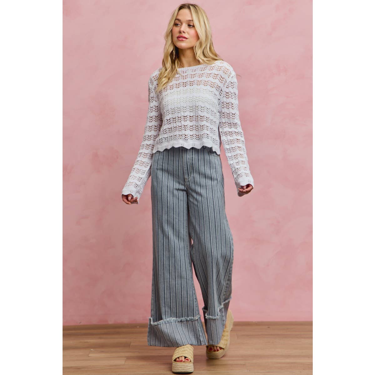 Mid Rise Stripe Jeans