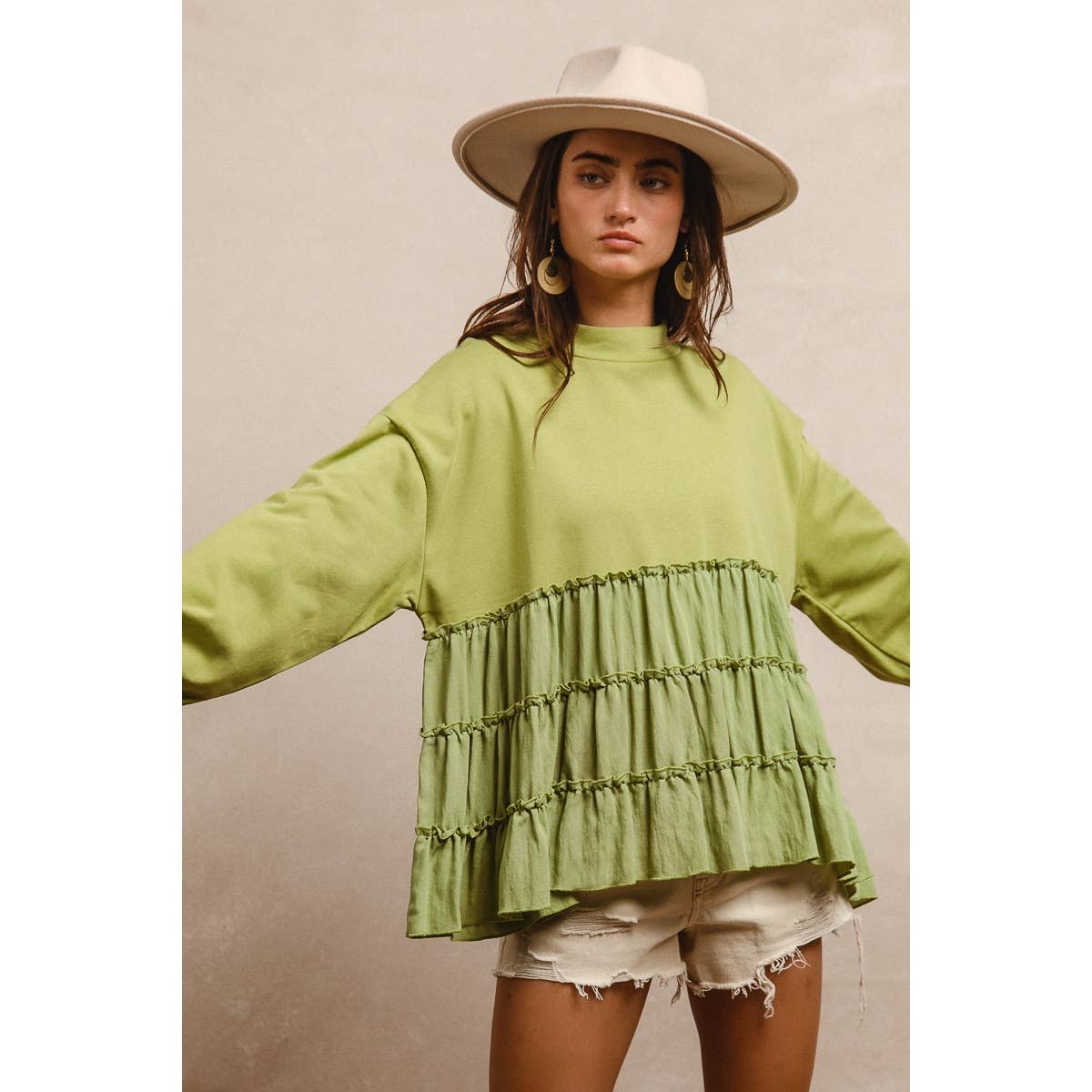 Ruffled Mock Neck Top