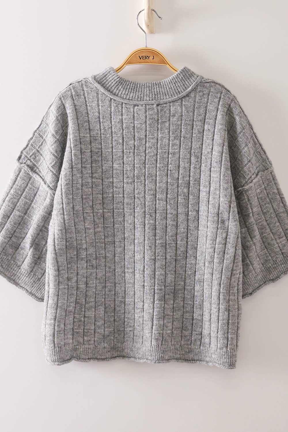 Cropped Length Ribbed Knit Sweater