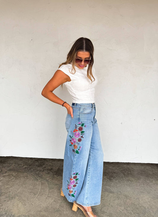 Floral Print Jeans