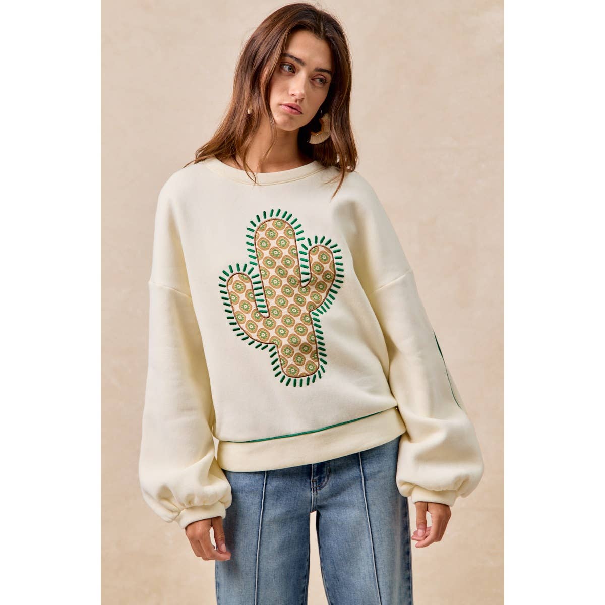 Cactus Patch Embroidered Pullover