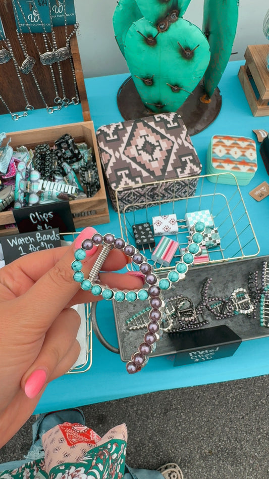 Split Turquoise Mini Metal Hair Clip