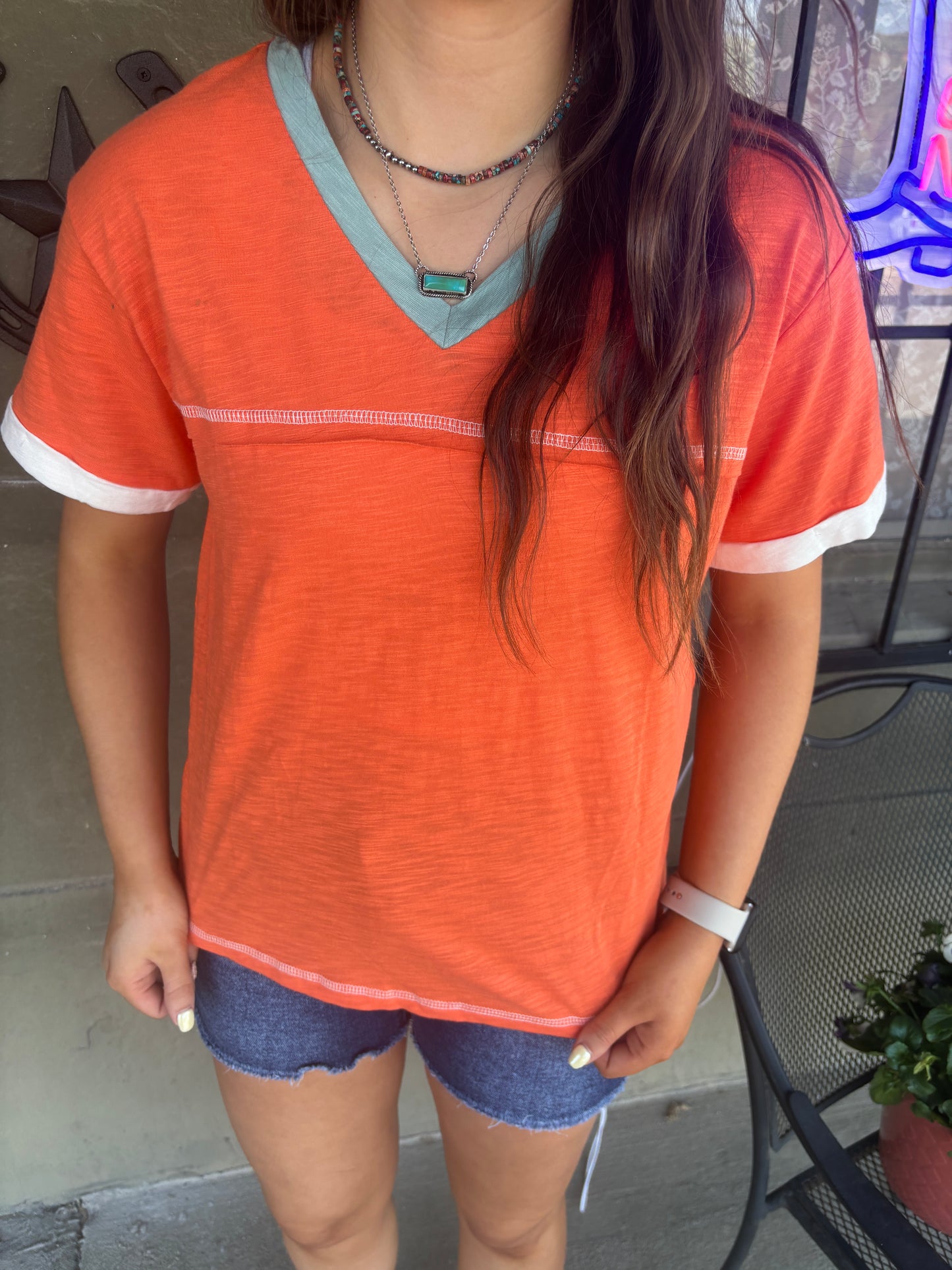 Orange Patchwork Top