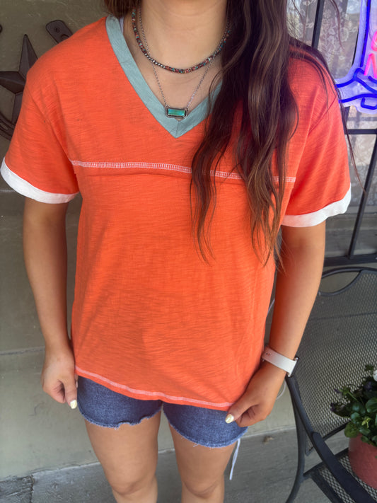 Orange Patchwork Top