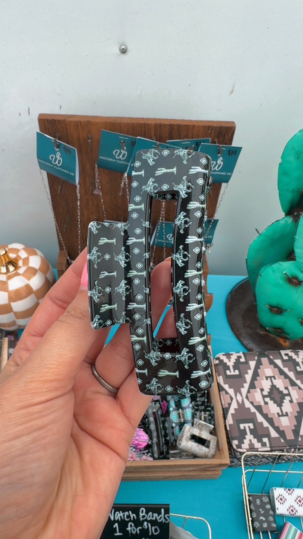 Black Western Scene Hair Clip