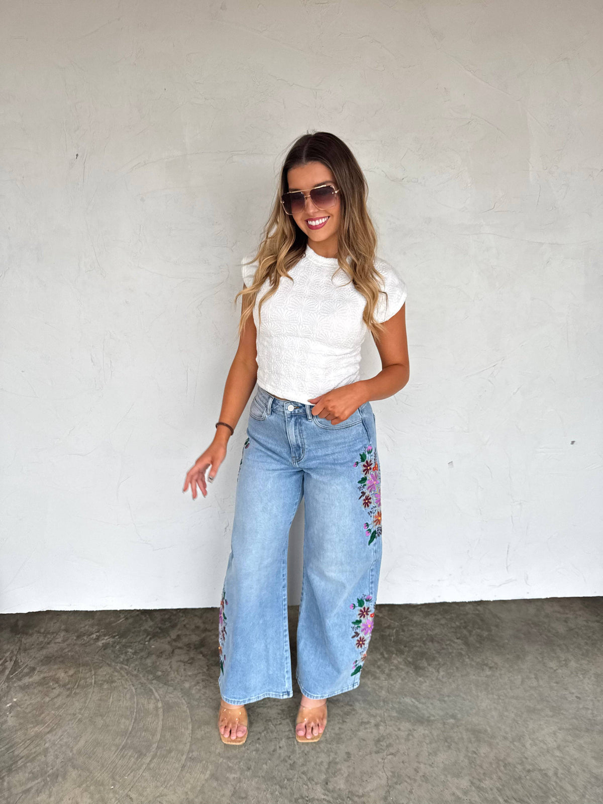 Floral Print Jeans