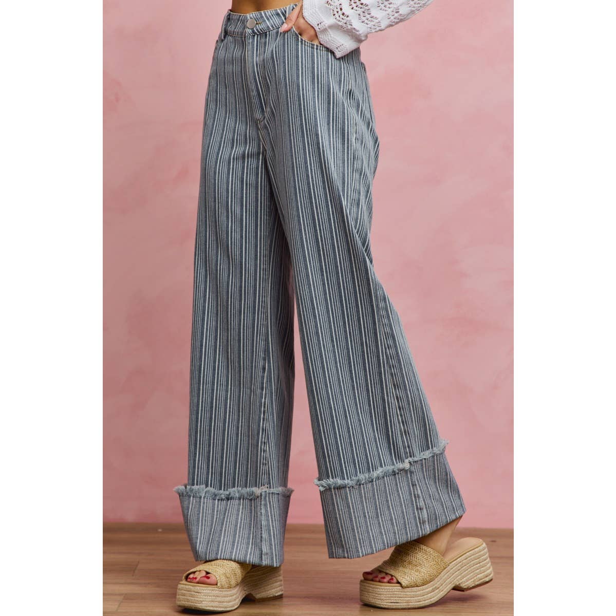 Mid Rise Stripe Jeans