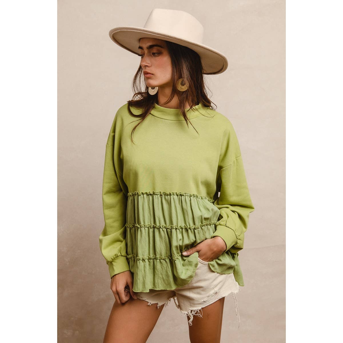 Ruffled Mock Neck Top