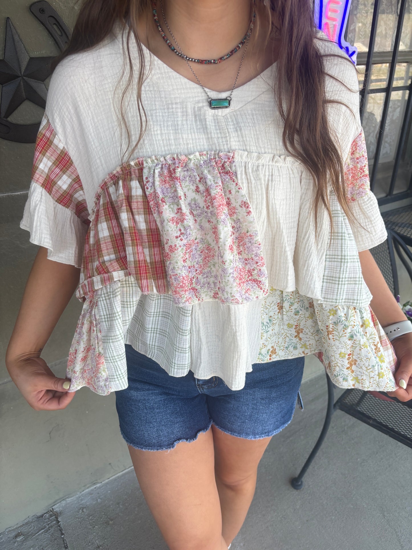 Patches and Ruffles Top