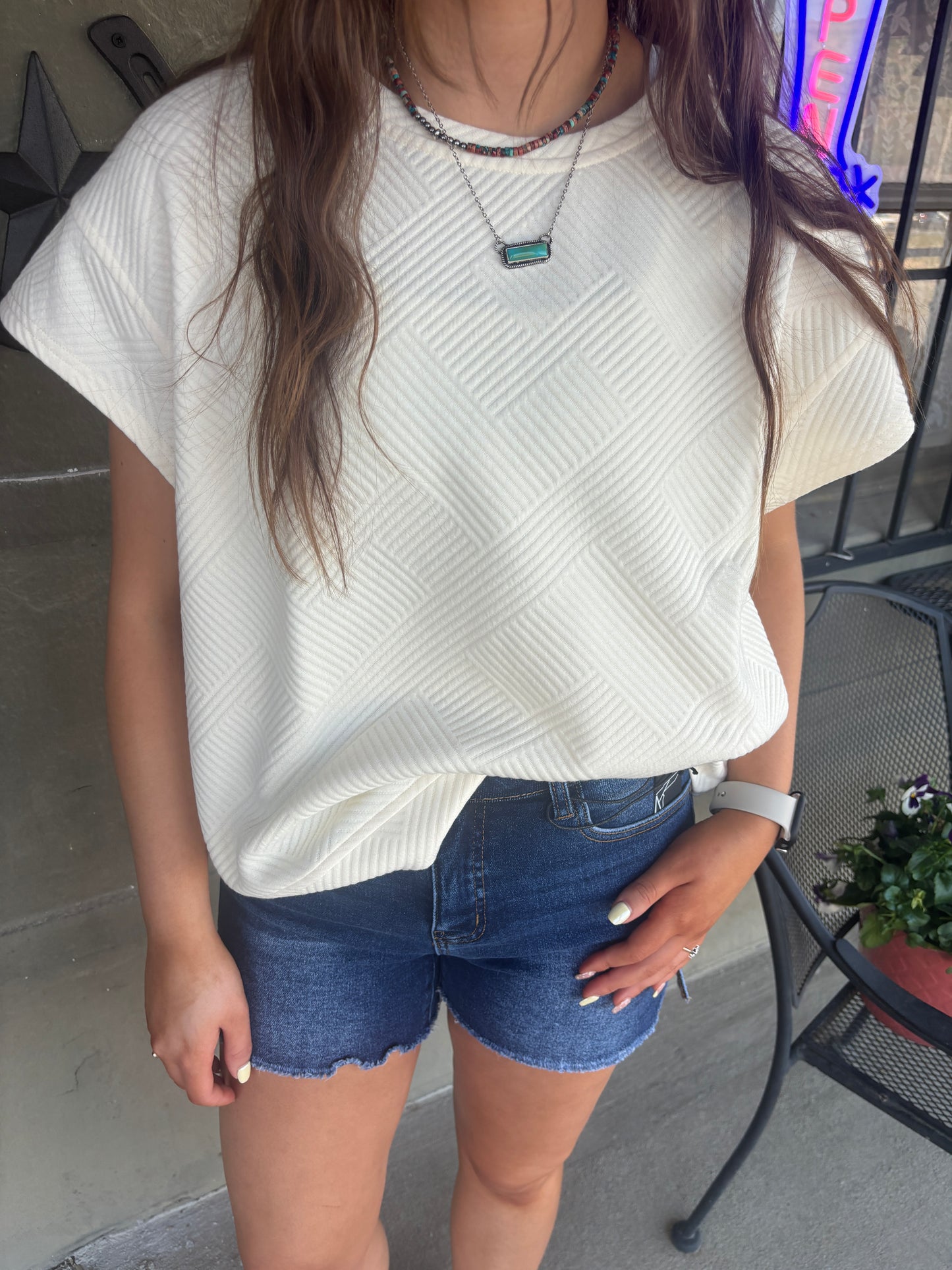 Cream Textured Top