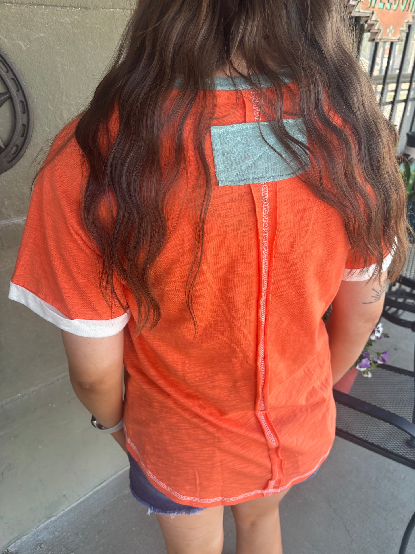 Orange Patchwork Top
