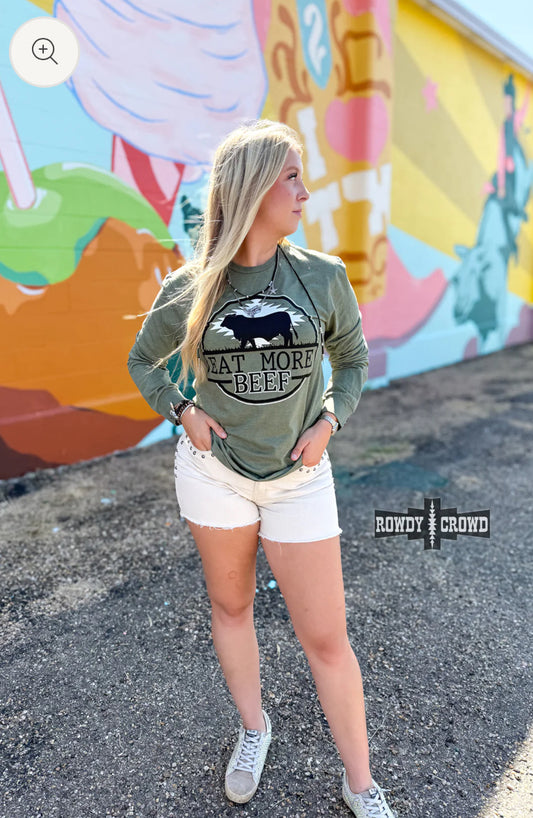 Eat More Beef Olive Long Sleeve Tee