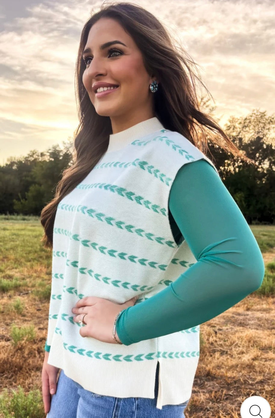 Turquoise Trails Sweater Vest Top