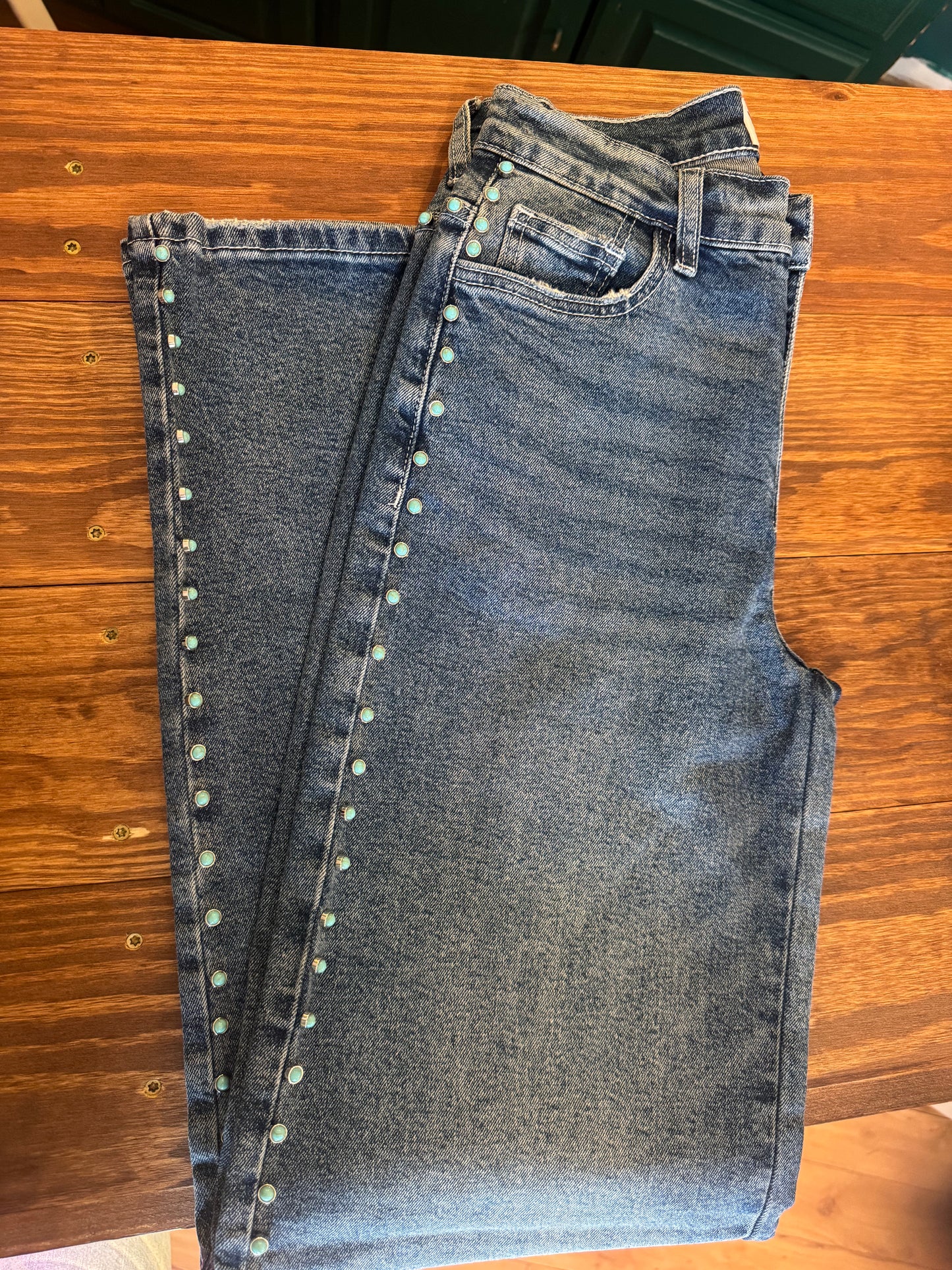Turquoise+Denim Jeans
