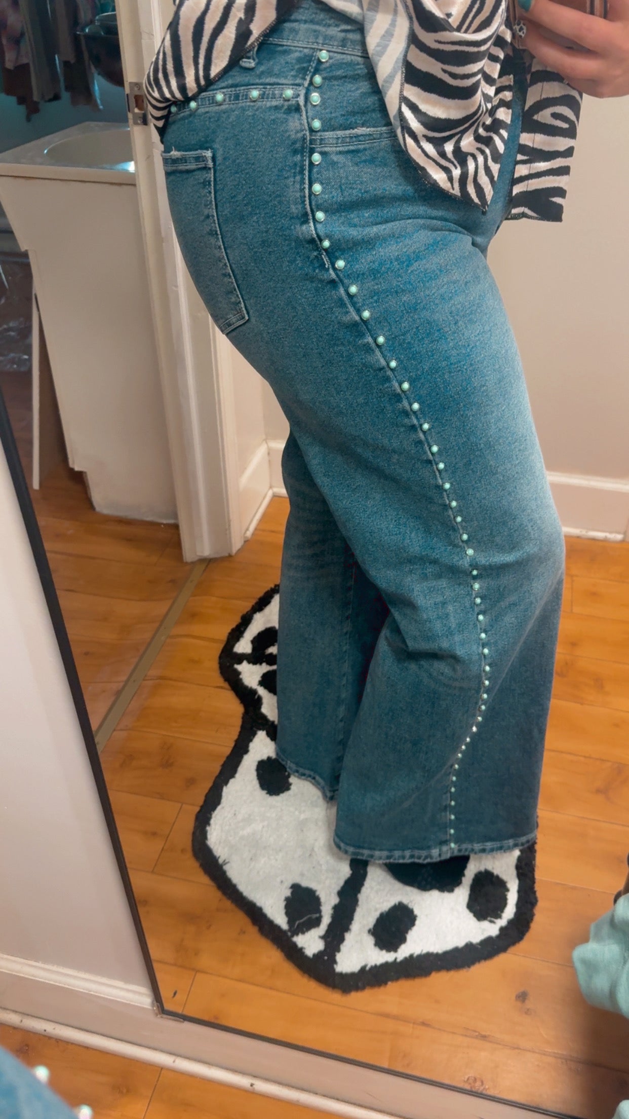 Turquoise+Denim Jeans