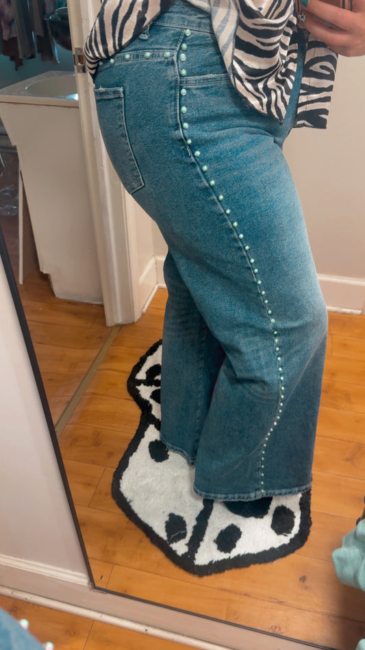 Turquoise+Denim Jeans