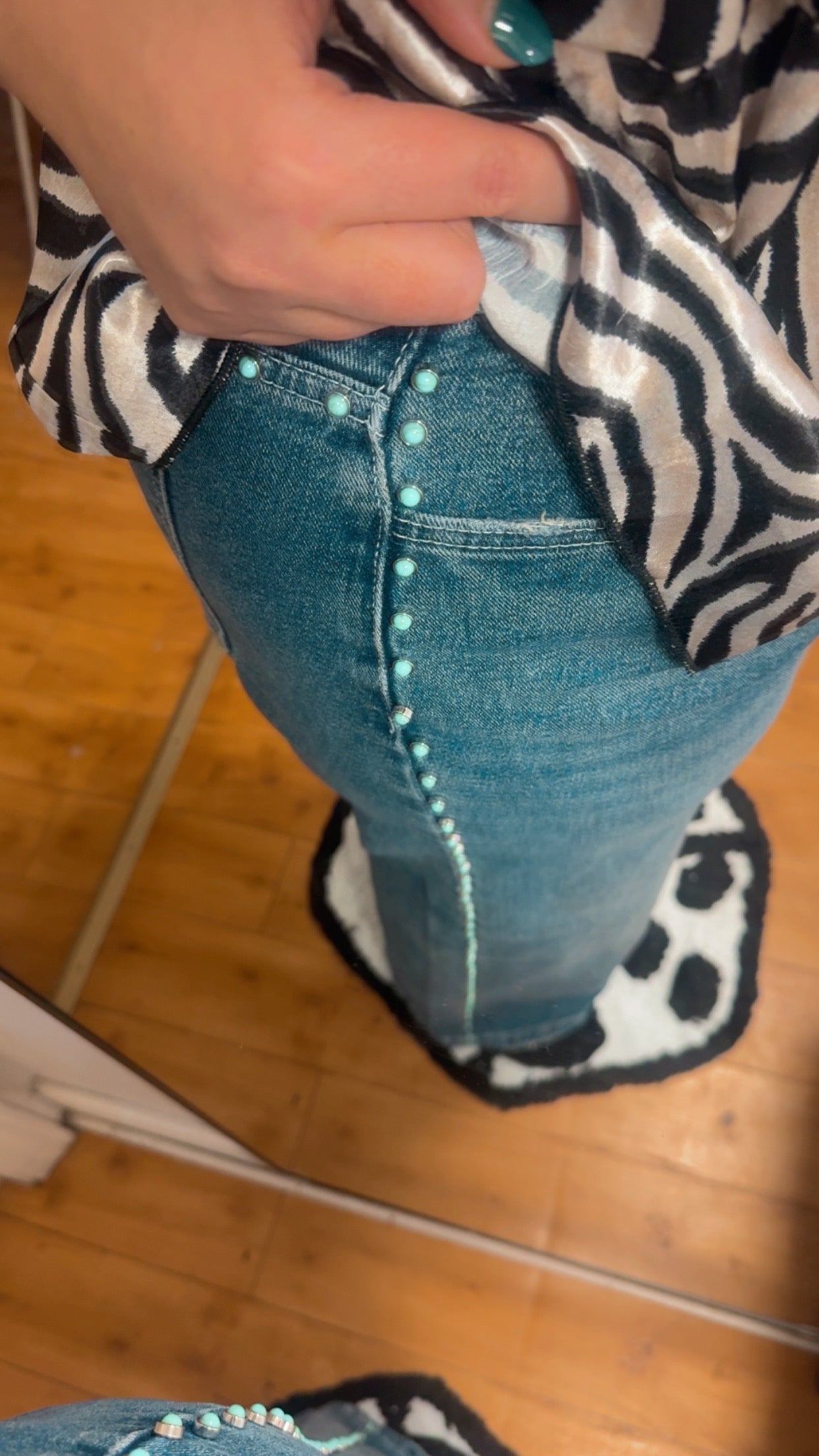 Turquoise+Denim Jeans
