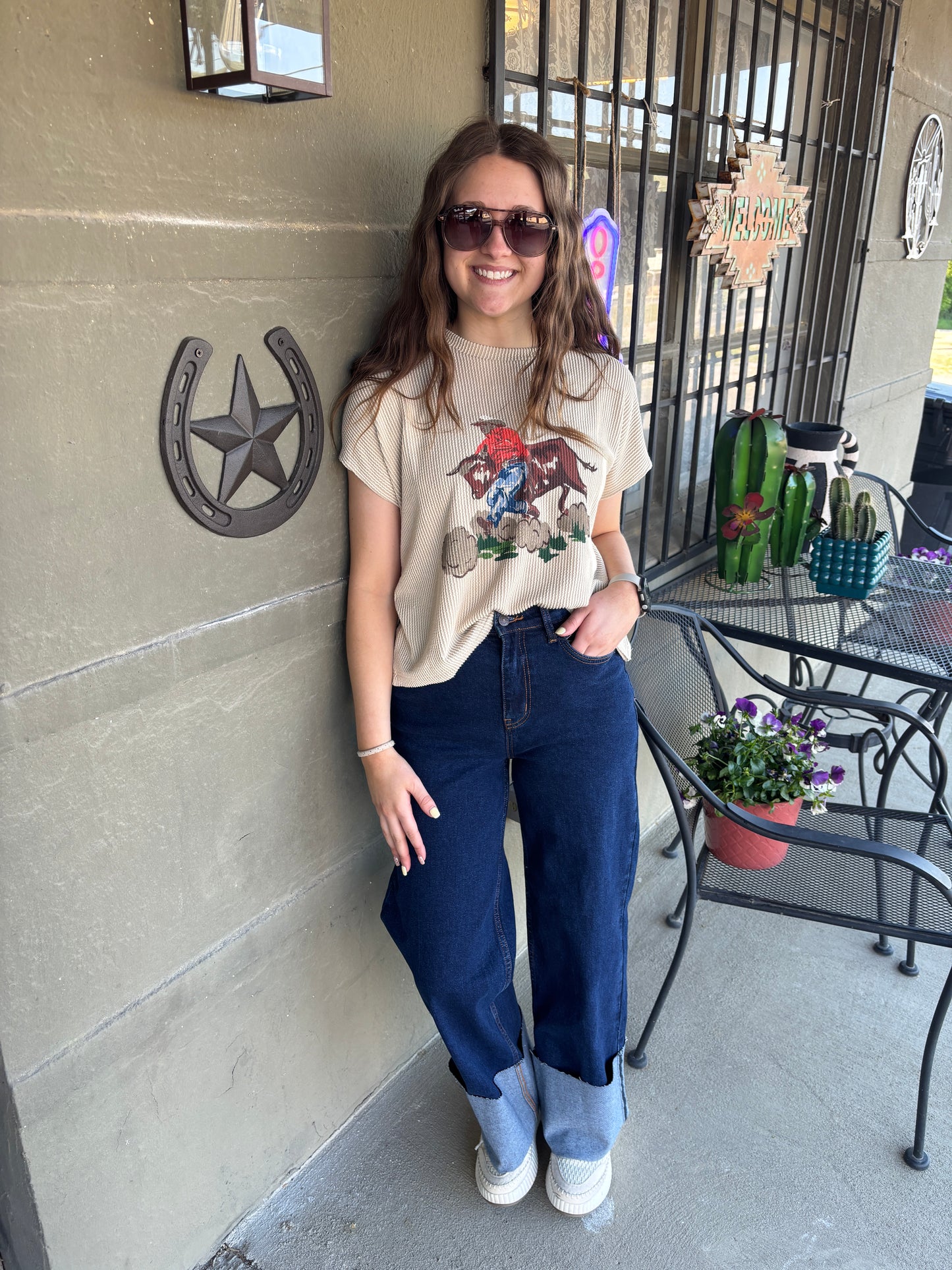 Dark Wash Cuffed Jeans