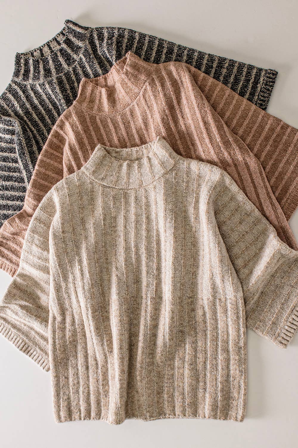 Ribbed Knit Mock Neck Sweater 2 COLORS!