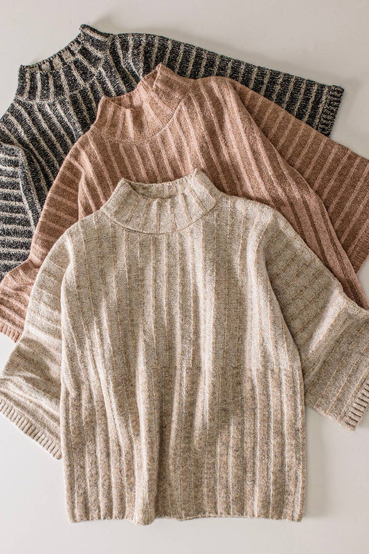 Ribbed Knit Mock Neck Sweater 2 COLORS!
