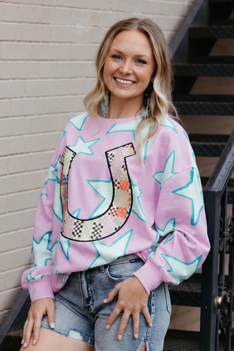 Pink Star Horseshoe Top