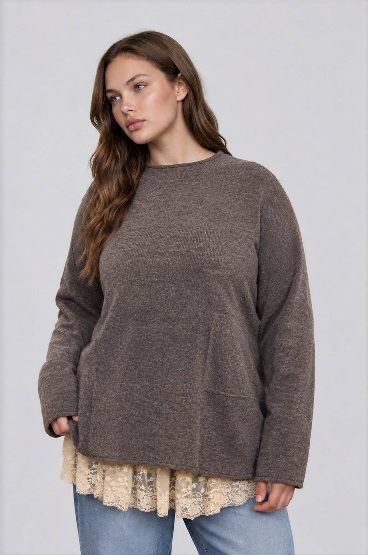 Heathered Sweater Top Plus