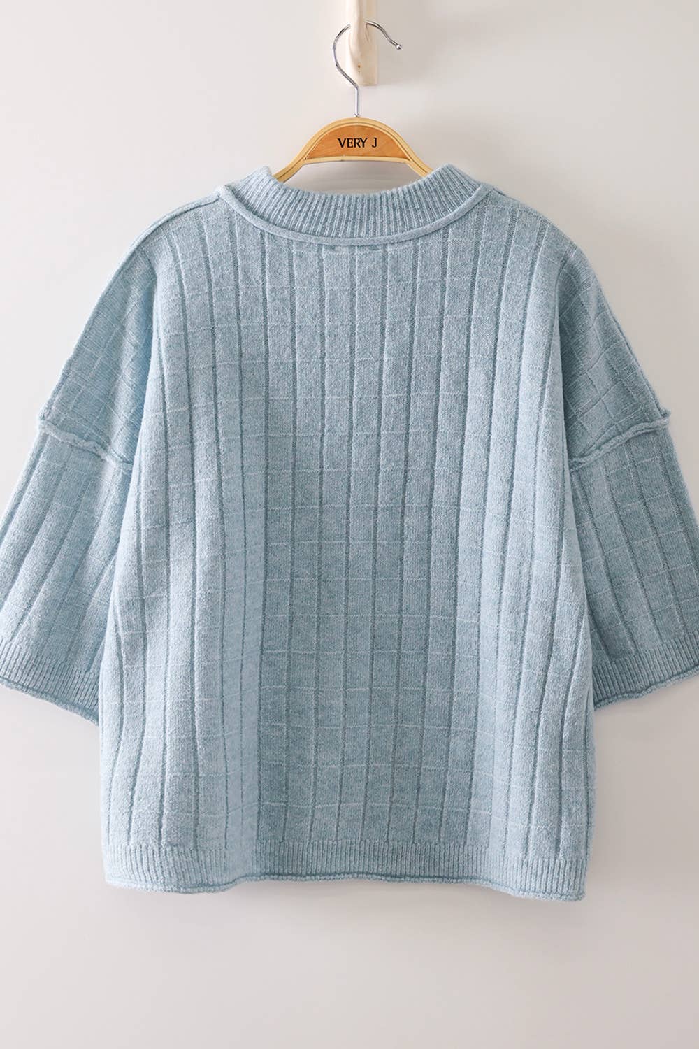 Cropped Length Ribbed Knit Sweater