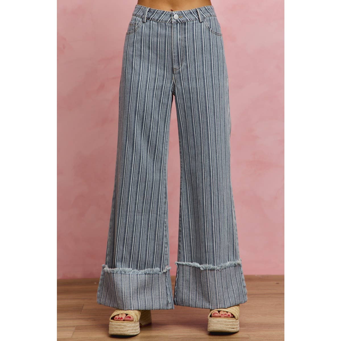 Mid Rise Stripe Jeans