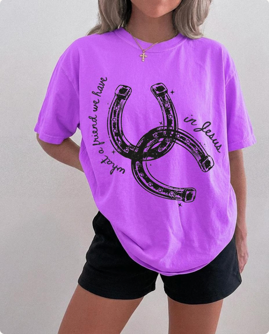 Lucky in Jesus Horseshoe Western Graphic Tee