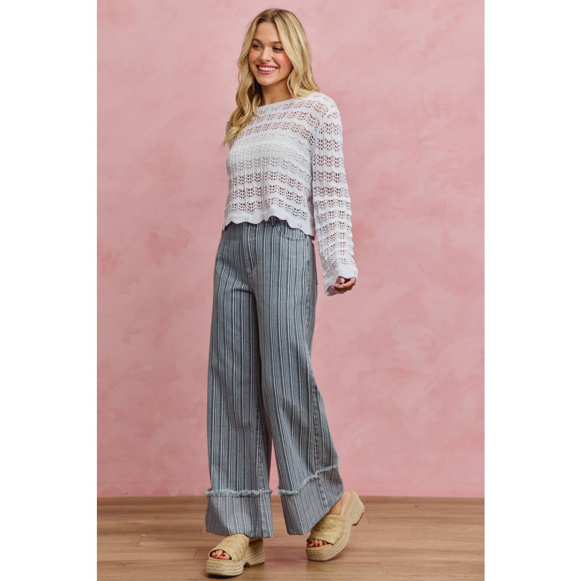 Mid Rise Stripe Jeans