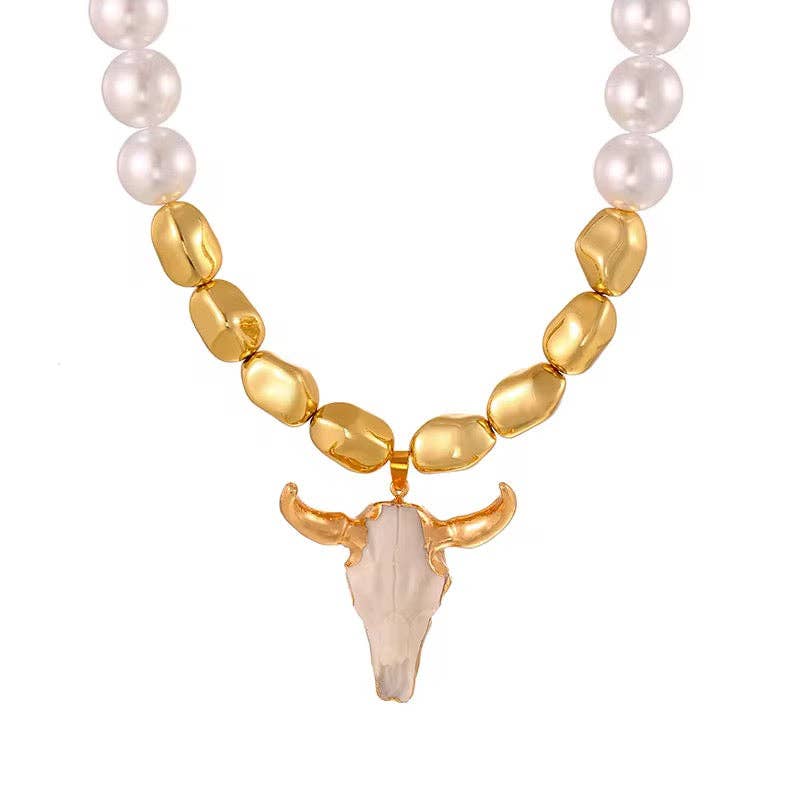 Pearl Beaded Longhorn Pendant