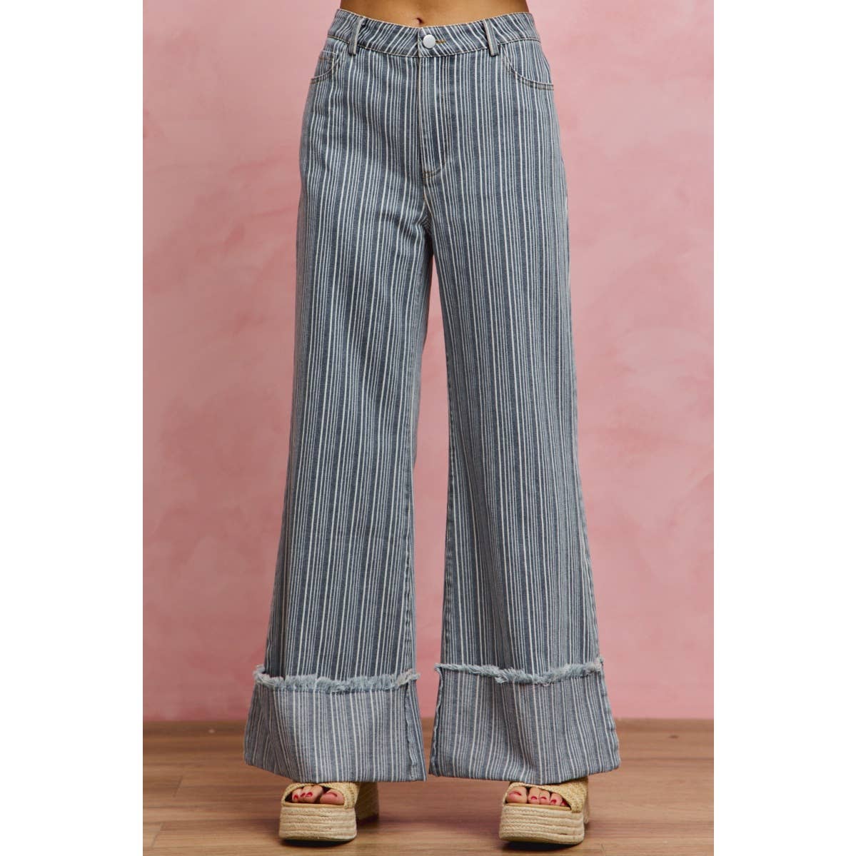 Mid Rise Stripe Jeans